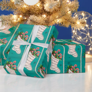 Omslag kerstcadeautje met retro Vintage Cadeaupapier