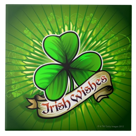 Omslag met de banner "Irish Wishes" Tegeltje (Voorkant)