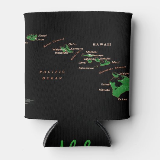 Omslag op de eilandenkaart van Hawaii Blikjeskoeler (Voorkant)