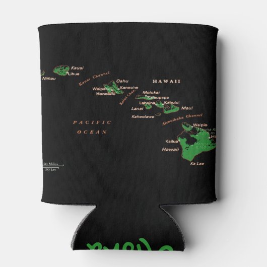 Omslag op de eilandenkaart van Hawaii Blikjeskoeler (Achterkant)