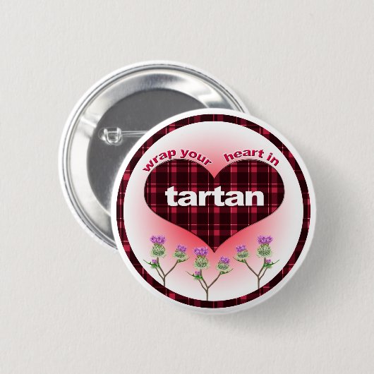 Omslag Uw hart in Tartan Ronde Button 5,7 Cm (Voorkant /achterkant)