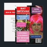 Omslag van Bat Mitzvah-tijdschrift Kaart<br><div class="desc">Coole tijdschrift-thema bat mitzvah-feestuitnodiging aanpasbaar aan de specifieke details van uw evenement.</div>