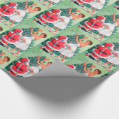 Omslag van de  Retro-dame en de kerstman Cadeaupapier (Hoek)