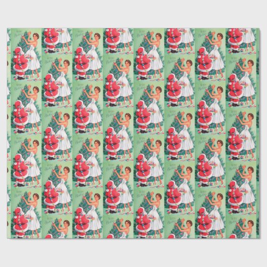 Omslag van de  Retro-dame en de kerstman Cadeaupapier (Vlak)