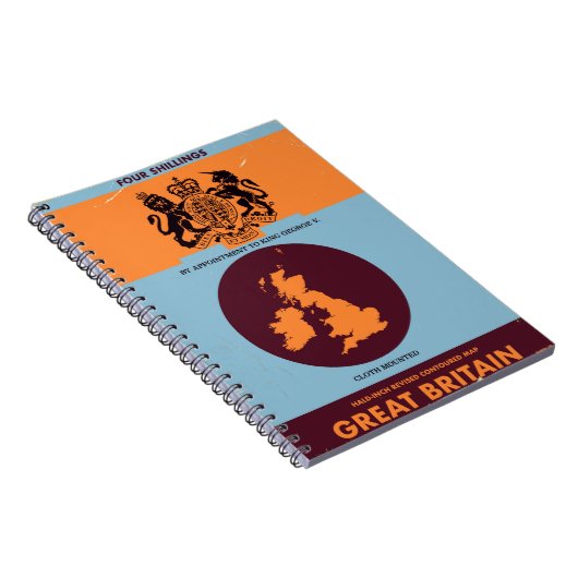 Omslag van een vintage kaartboek van Groot-Brittan Notitieboek (Rechterzijde)