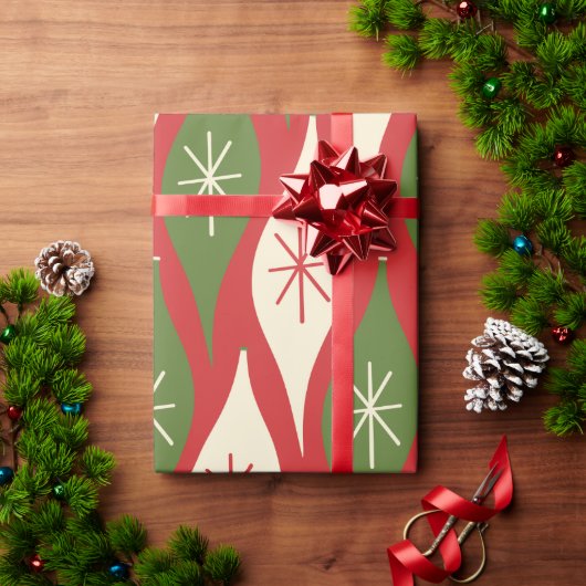 Omslag van Ornamenten met middagscurve Retro Vinta Cadeaupapier (Feestdagen Geschenken)