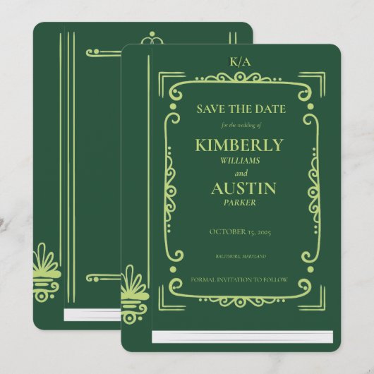 Omslag van oud boek | Thema Boek Bewaar de datum Kaart (Voorkant / Achterkant)