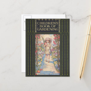 Omslag van oud kinderboeken over tuinieren briefkaart