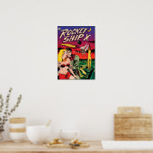 Omslag van oude sciencefiction-strip Rocket Ship X Poster (Keuken)