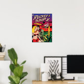 Omslag van oude sciencefiction-strip Rocket Ship X Poster (Thuiskantoor)