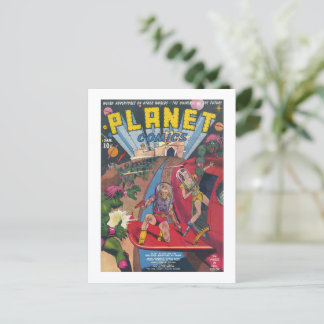 Omslag van oude sciencefictionstripboek briefkaart