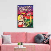 Omslag van vintage sciencefiction stripboek Rocket Canvas Afdruk (Insitu (Woonkamer))