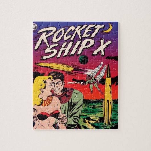 Omslag van vintage sciencefiction stripboek Rocket Legpuzzel (Verticaal)