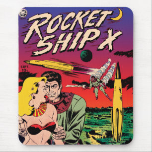 Omslag van vintage sciencefiction stripboek Rocket Muismat