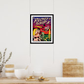 Omslag van vintage sciencefiction stripboek Rocket Poster (Keuken)