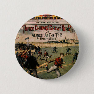 Omslag van Vintage Sports Baseball Three Chums Mag Ronde Button 5,7 Cm