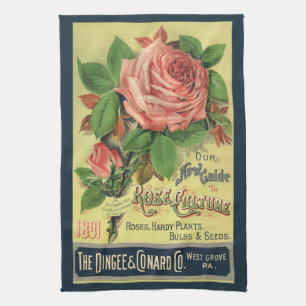 Omslagillustratie van gids voor rozencultuur, 1891 theedoek
