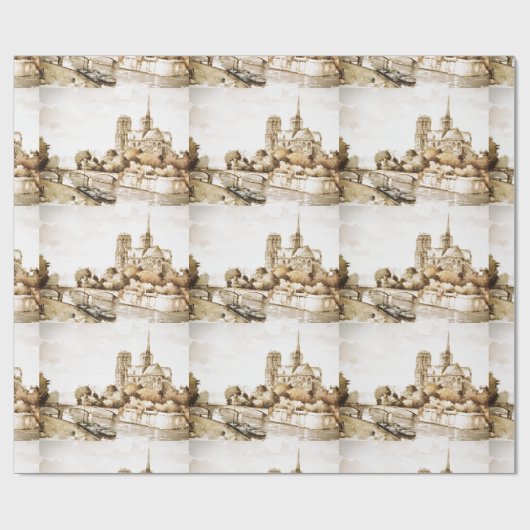 Omslagpapier met afbeelding "Notre Dame Cathedral" Cadeaupapier (Vlak)