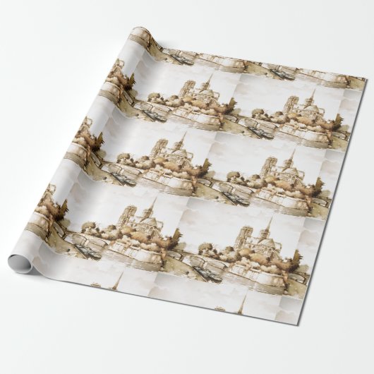 Omslagpapier met afbeelding "Notre Dame Cathedral" Cadeaupapier (Uitgerold)