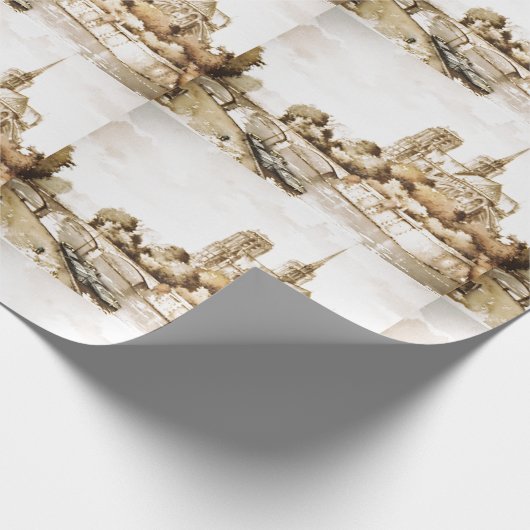 Omslagpapier met afbeelding "Notre Dame Cathedral" Cadeaupapier (Hoek)