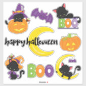 Omtrek Cute Halloween Black Cats Sticker (Vel)