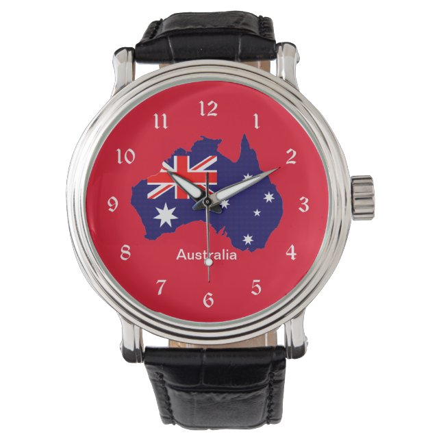 Omtrek en vlag Australië Horloge (Voorkant)