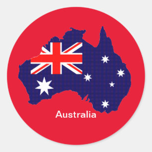 Omtrek en vlag Australië Ronde Sticker