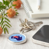 Omtrek en vlag Australië Sleutelhanger (Zijkant)