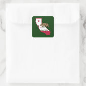 Omtrek en vlag van Californië Vierkante Sticker (Tas)