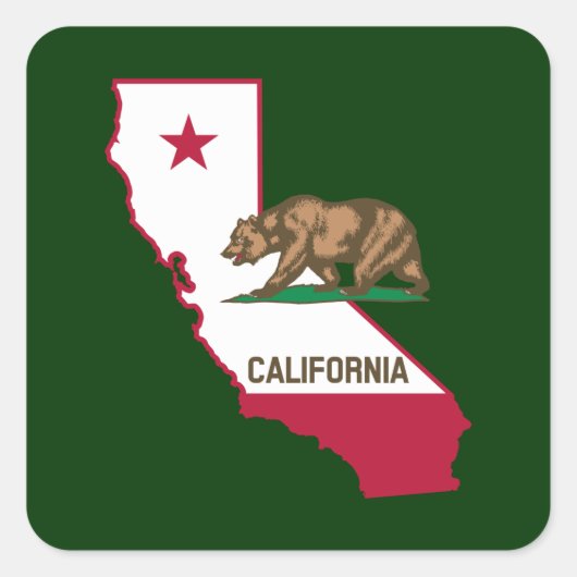 Omtrek en vlag van Californië Vierkante Sticker (Voorkant)