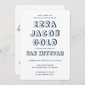 OMTREK LETTERS DAVIDSSTER Aangepaste Bar Mitzvah Kaart (Voorkant / Achterkant)