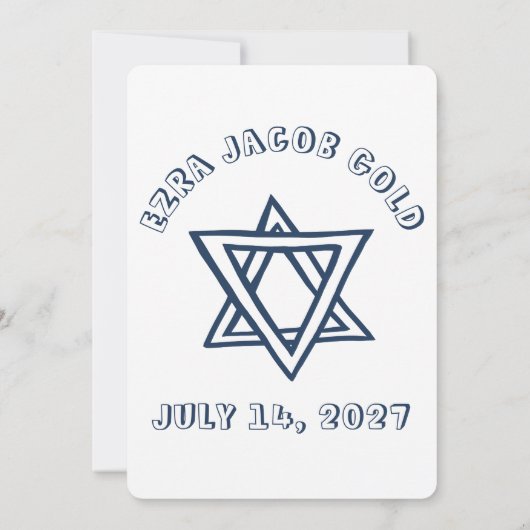 OMTREK LETTERS DAVIDSSTER Aangepaste Bar Mitzvah Kaart (Achterkant)