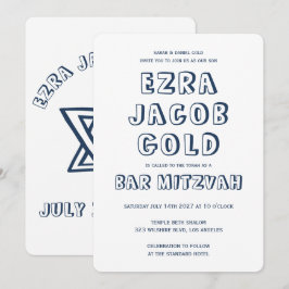 OMTREK LETTERS DAVIDSSTER Aangepaste Bar Mitzvah Kaart