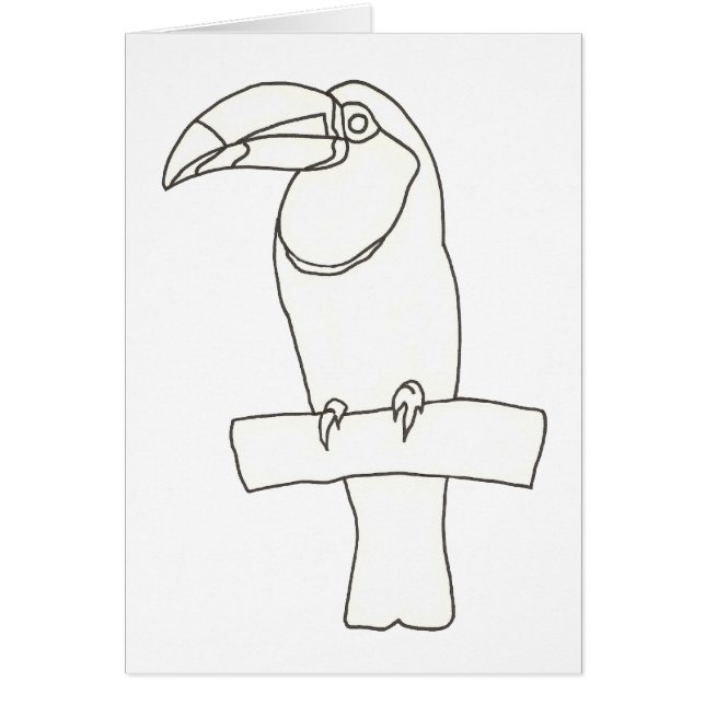 Omtrek tekening van een Toucan vogel op vertakking (Voorkant)