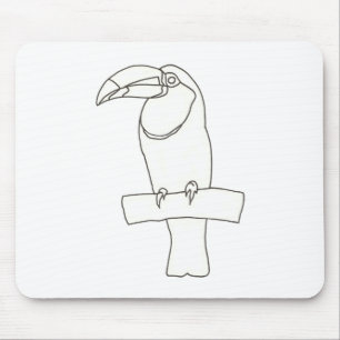 Omtrek tekening van Toucan vogel op tak Mousepad Muismat