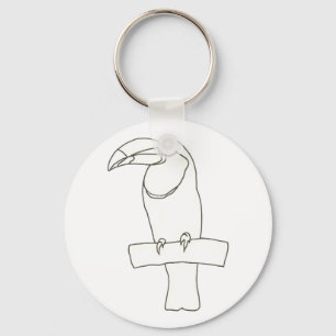 Omtrek tekening van Toucan vogel op vertakking Sle Sleutelhanger