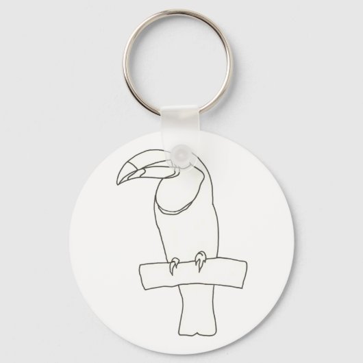 Omtrek tekening van Toucan vogel op vertakking Sle Sleutelhanger (Voorkant)