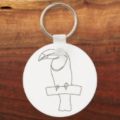 Omtrek tekening van Toucan vogel op vertakking Sle Sleutelhanger (Voorkant)