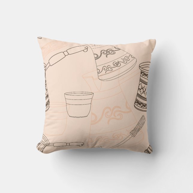 Omtrek Turkse koffie Elegant minimalistisch ontwer Kussen (Voorkant)