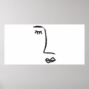 Omtrek van gezicht geschilderd met een borstel van poster