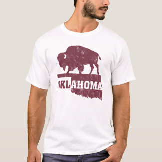 Omtrek van Oklahoma State kaart Buffalo Country T-shirt