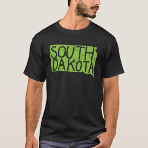 Omtrek van Zuid-Dakota Kaart Verenigde Staten Amer T-shirt