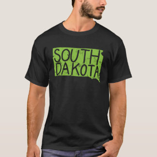 Omtrek van Zuid-Dakota Kaart Verenigde Staten Amer T-shirt