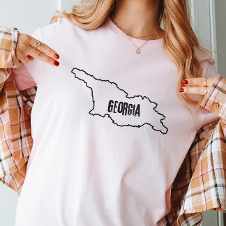 Omtrekkaart van het land Georgië Georgische grensl T-shirt