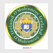 O'Mulconroy Shield & Celtic Cross gepersonaliseerd Sticker (Vel)