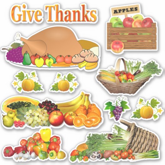 Omvang Bedankt Thanksgiving geven Sticker (Voorkant)