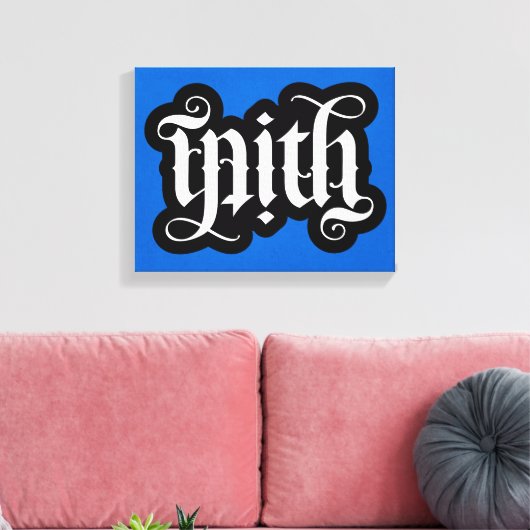 Omwikkeld canvas met FlipScript-ambigram (Insitu (Woonkamer))