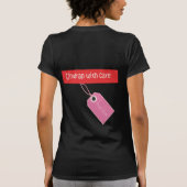 "Omwikkelen met zorg"—T-shirt met kerstboes T-shirt (Achterkant)