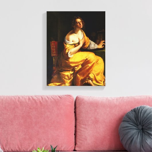 Omzetting van de Magdalene - Artemisa Gentileschi Canvas Afdruk (Insitu (Woonkamer))