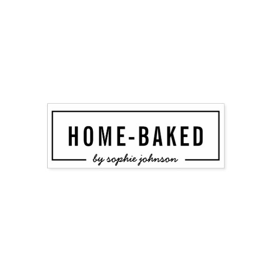 Omzoomd Moderne Vet & Script Naam Home-Baked Zelfinktende Stempel (Design)